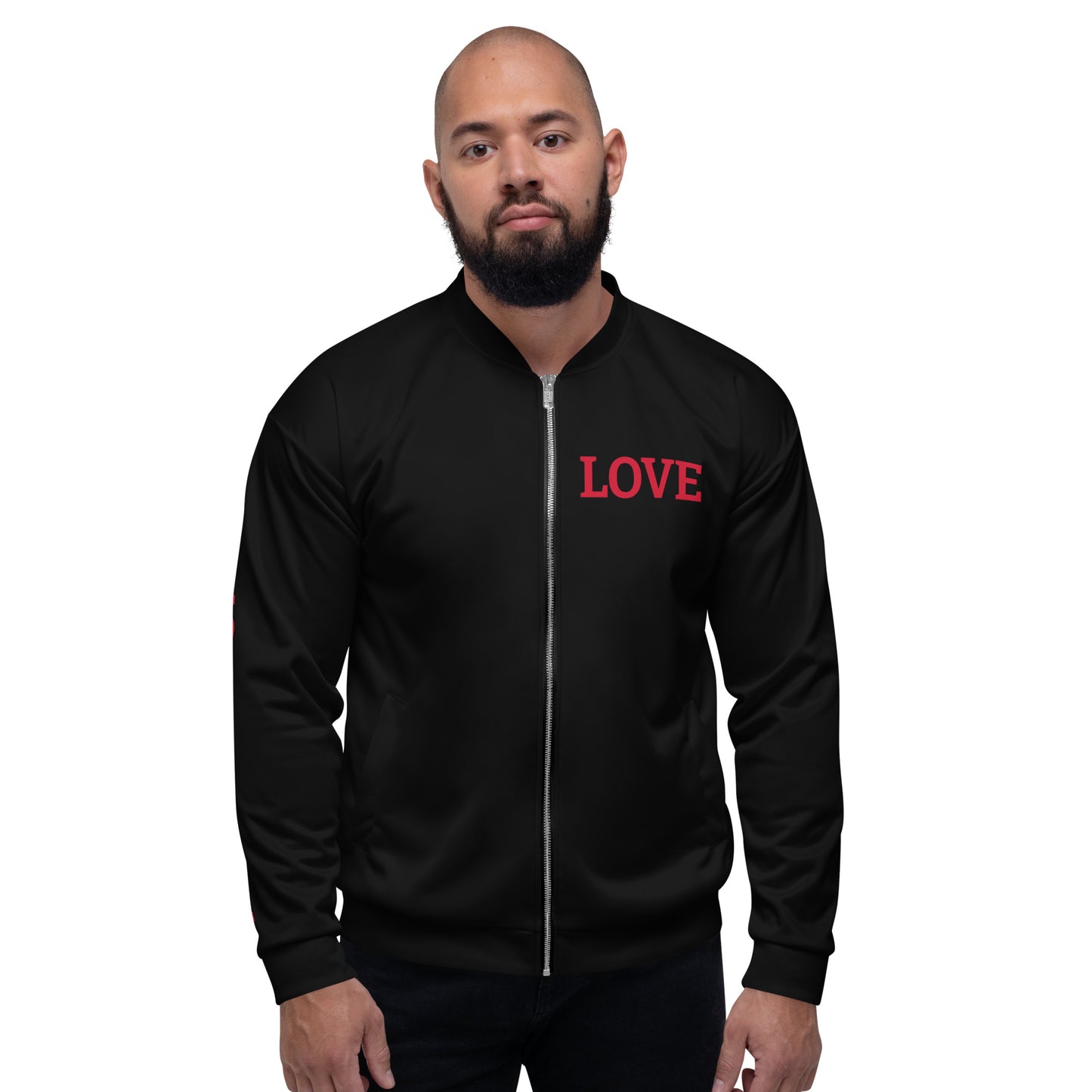 LOVE BY XCLUSIF POETIX BLACK & RED Unisex Bomber Jacket