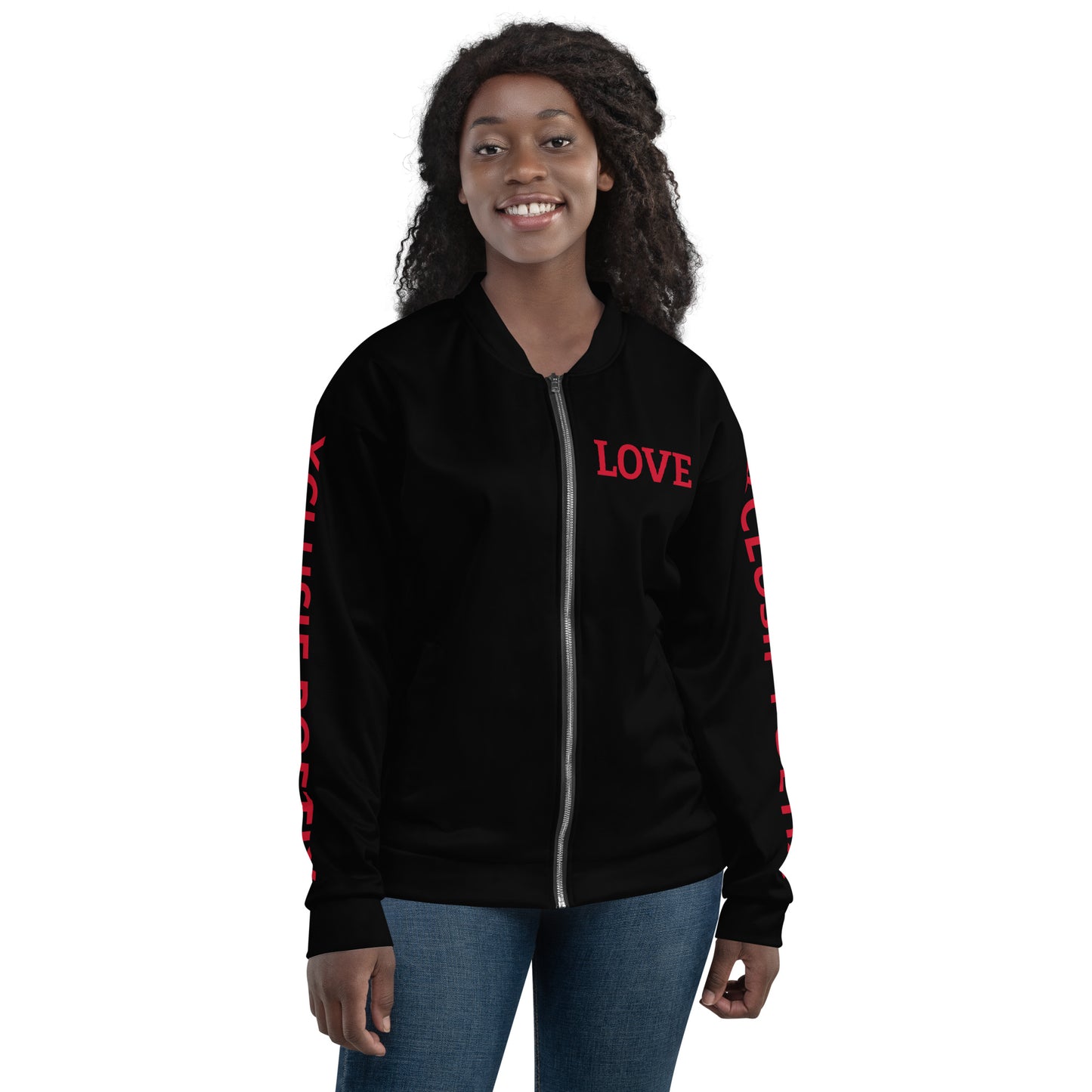 LOVE BY XCLUSIF POETIX BLACK & RED Unisex Bomber Jacket