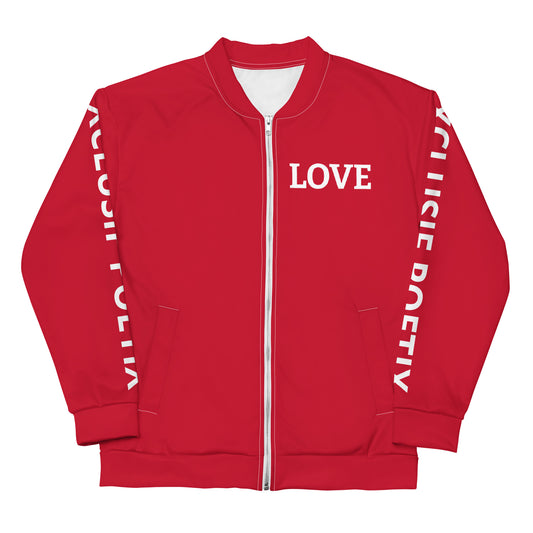 LOVE BY XCLUSIF POETIX RED & WHITE Unisex Bomber Jacket