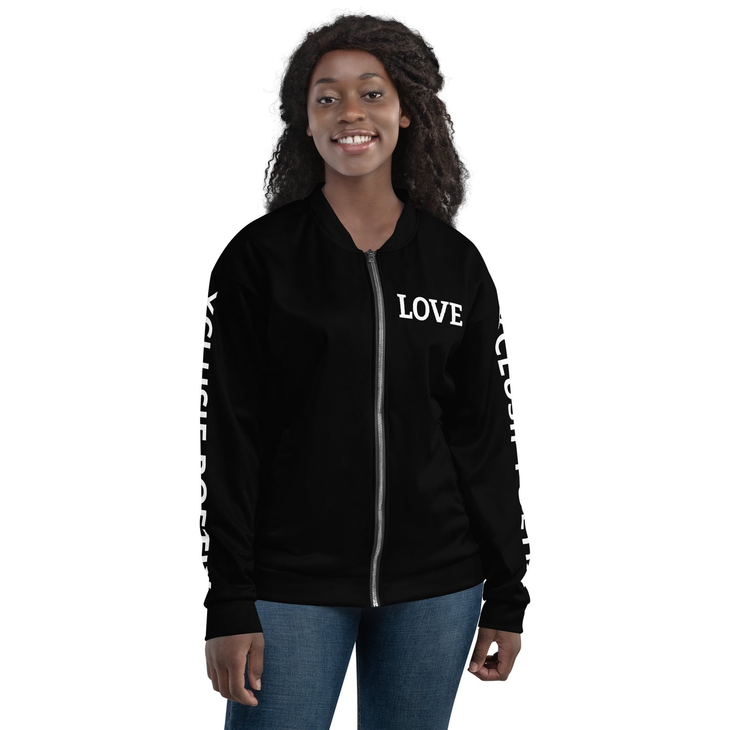 LOVE BY XCLUSIF POETIX BLACK & WHITE Unisex Bomber Jacket