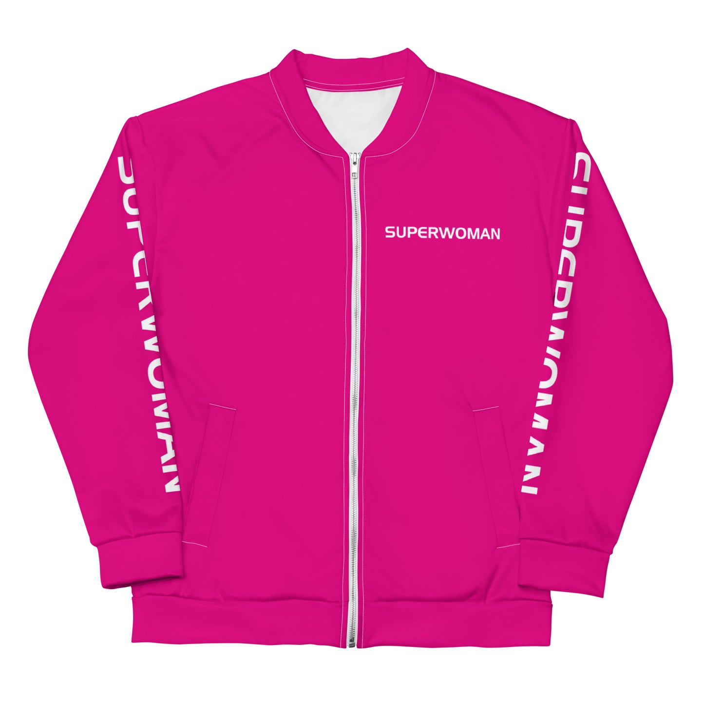 SUPERWOMAN BY XCLUSIF POETIX HOT PINIK & WHITE Unisex Bomber Jacket