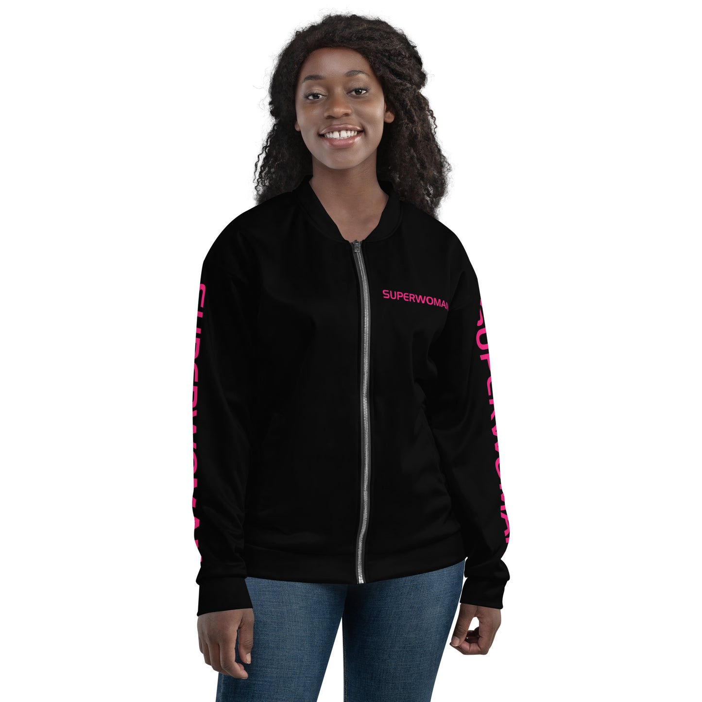 SUPERWOMAN BY XCLUSIF POETIX BLACK & PINK Unisex Bomber Jacket