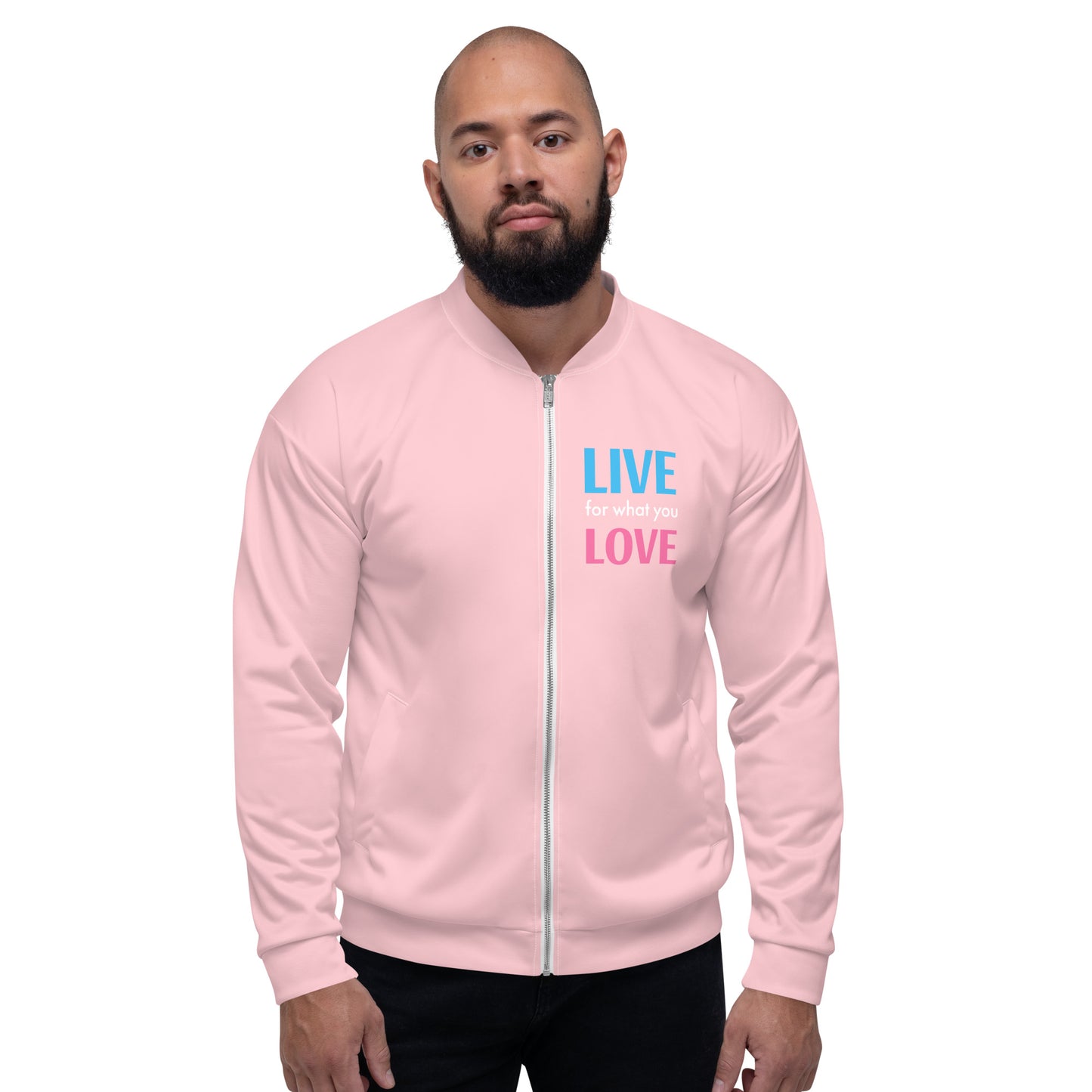 "LIVE FOR WHAT YOU LOVE" BY XCLUSIF POETIX PINK Unisex Bomber Jacket