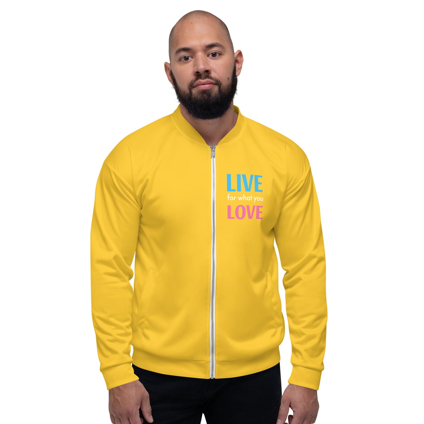 "LIVE FOR WHAT YOU LOVE" BY XCLUSIF POETIX YELLOW Unisex Bomber Jacket