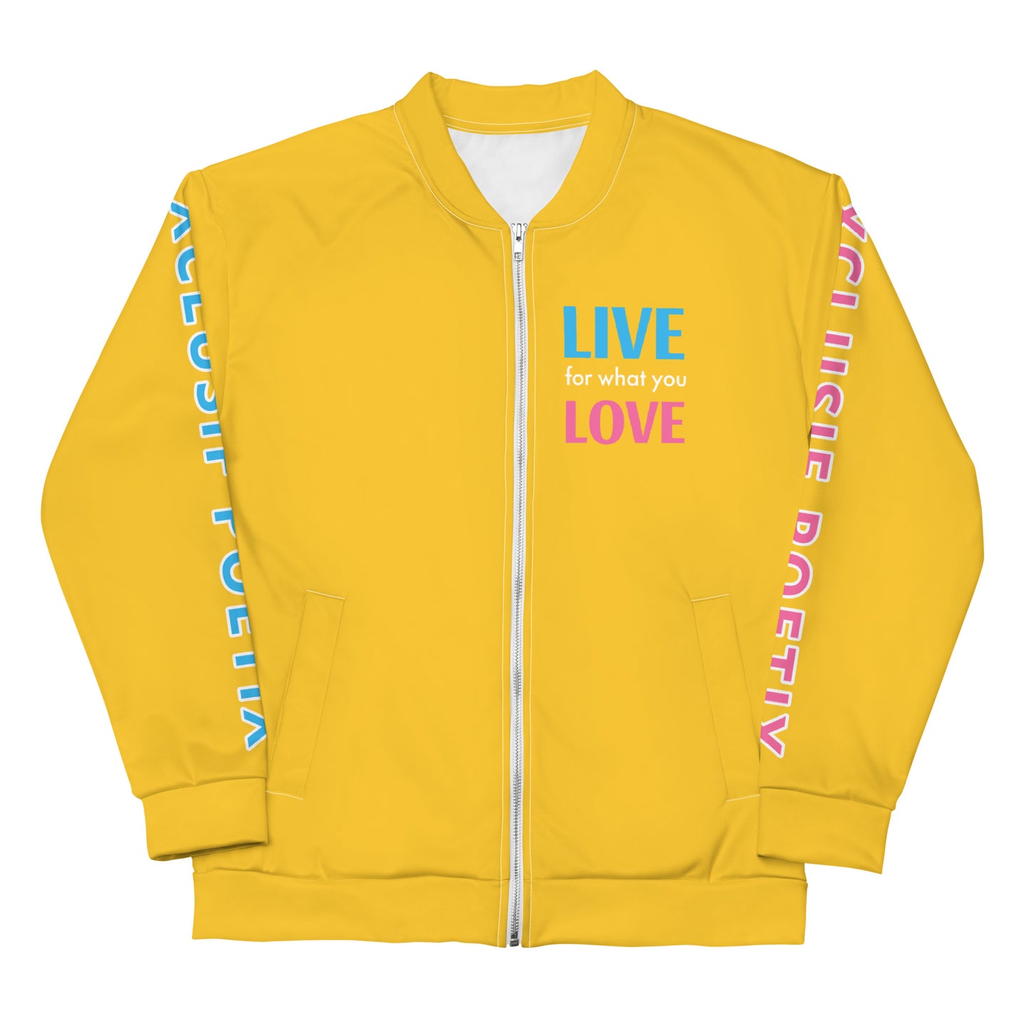 "LIVE FOR WHAT YOU LOVE" BY XCLUSIF POETIX YELLOW Unisex Bomber Jacket