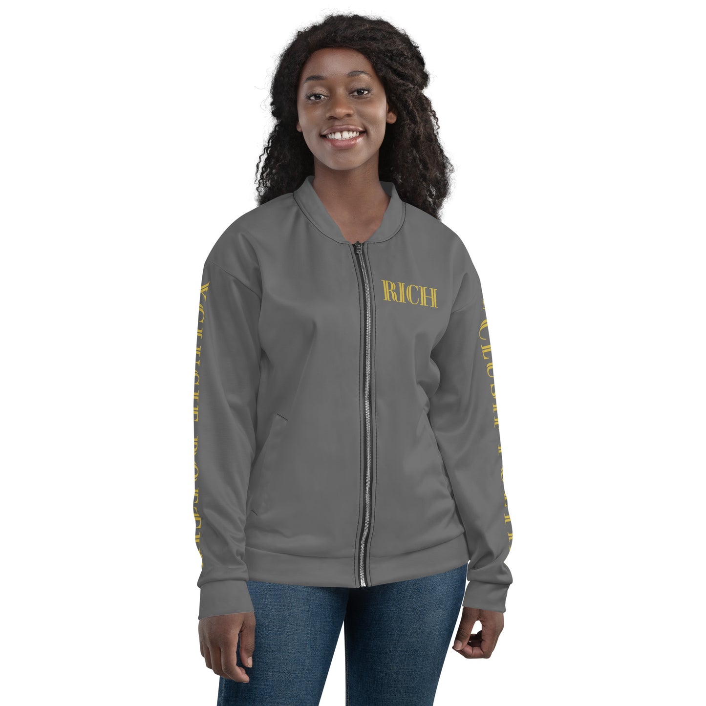 RICH BY XCLUSIF POETIX GREY & GOLD Unisex Bomber Jacket