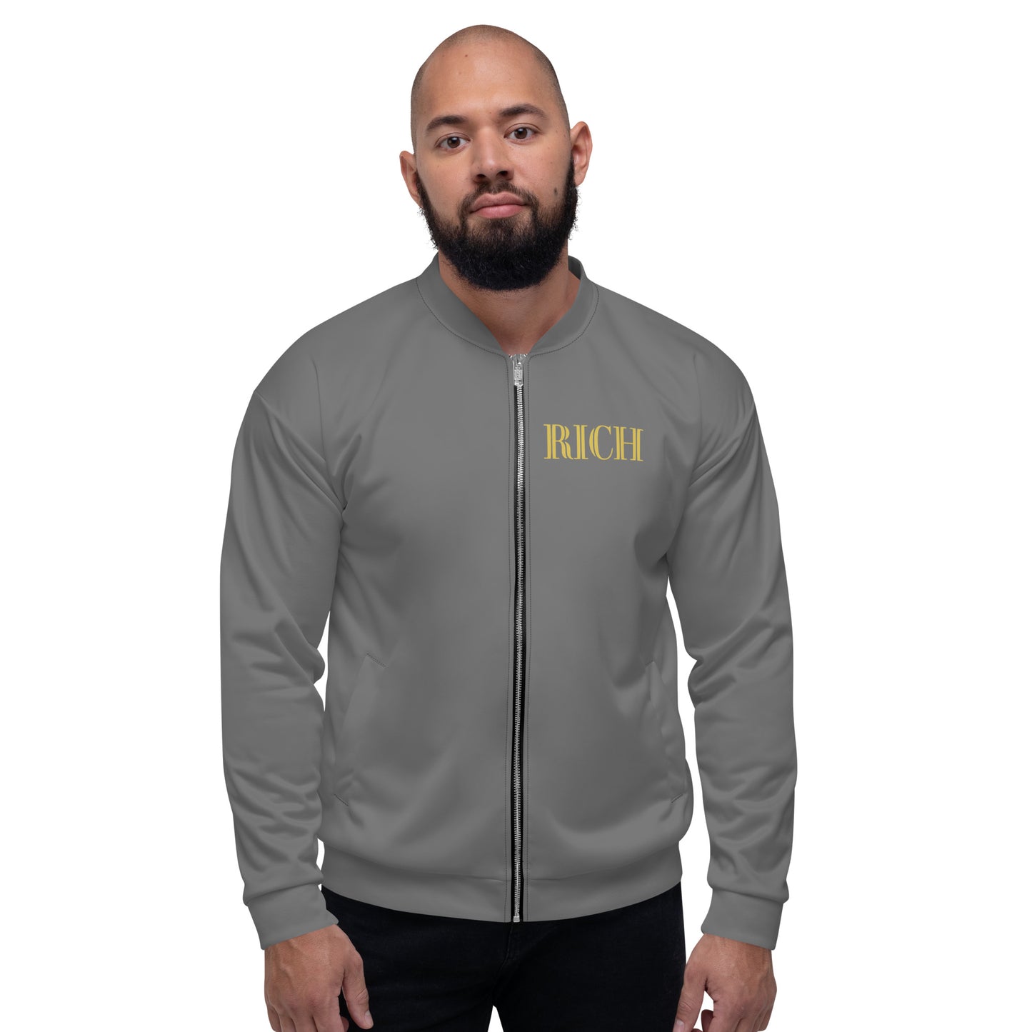 RICH BY XCLUSIF POETIX GREY & GOLD Unisex Bomber Jacket