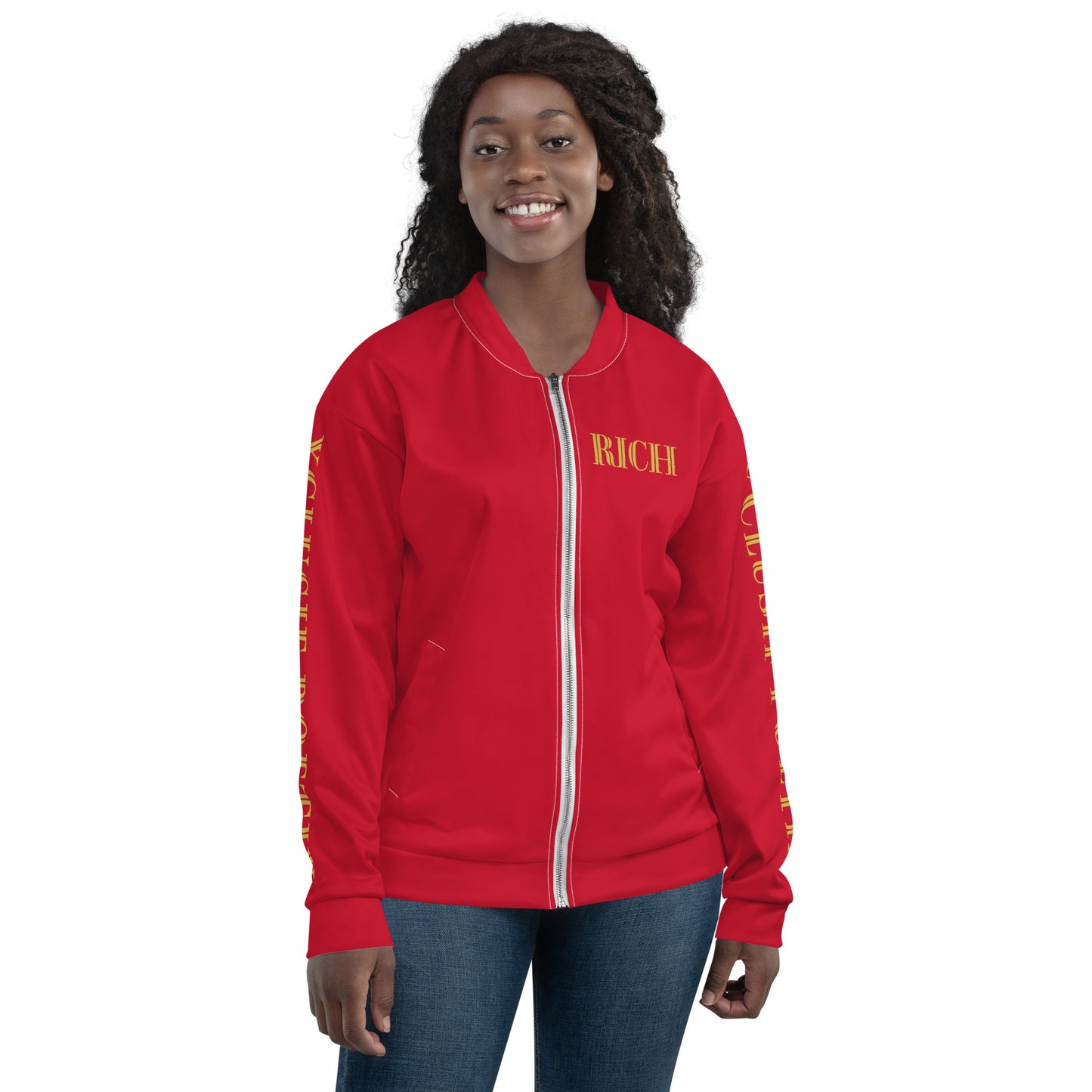 RICH BY XCLUSIF POETIX RED & GOLD Unisex Bomber Jacket