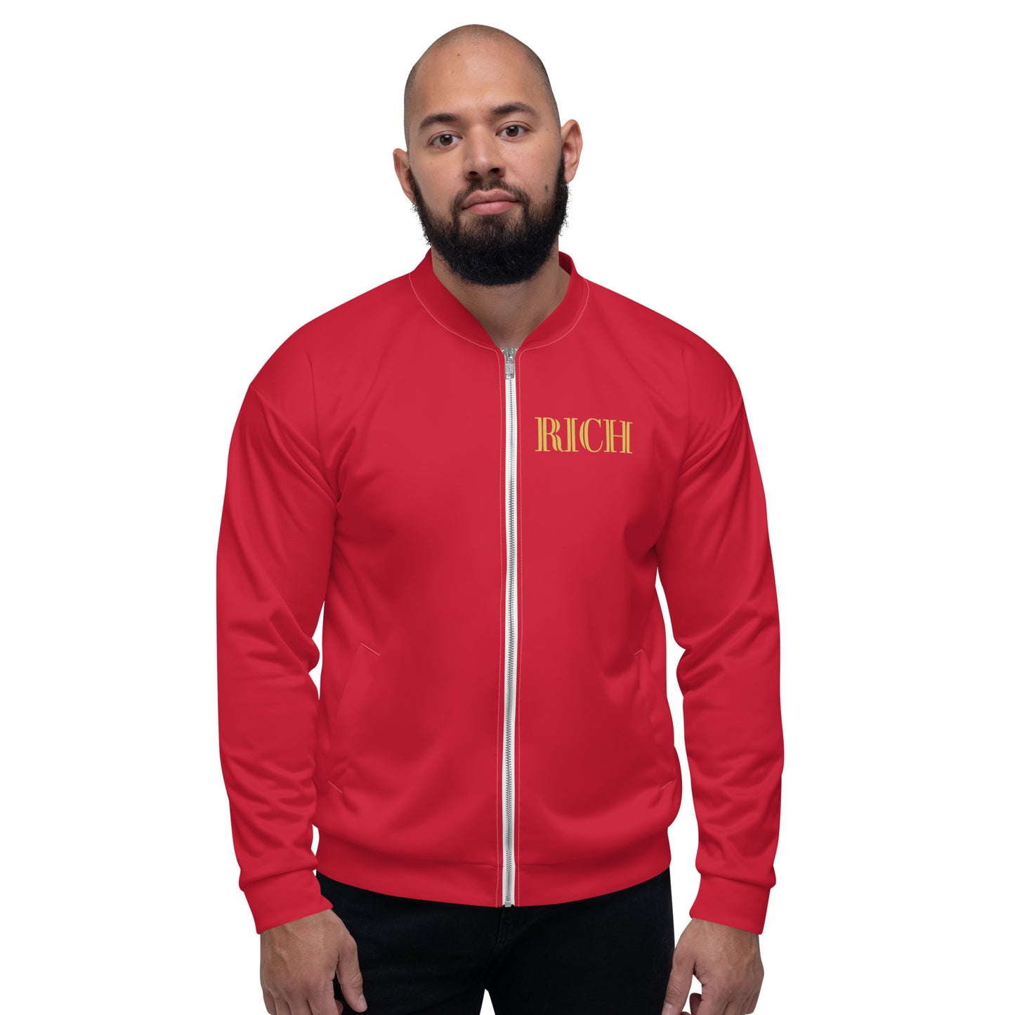 RICH BY XCLUSIF POETIX RED & GOLD Unisex Bomber Jacket