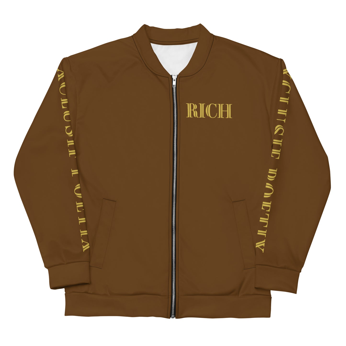 RICH BY XCLUSIF POETIX BROWN & GOLD Unisex Bomber Jacket