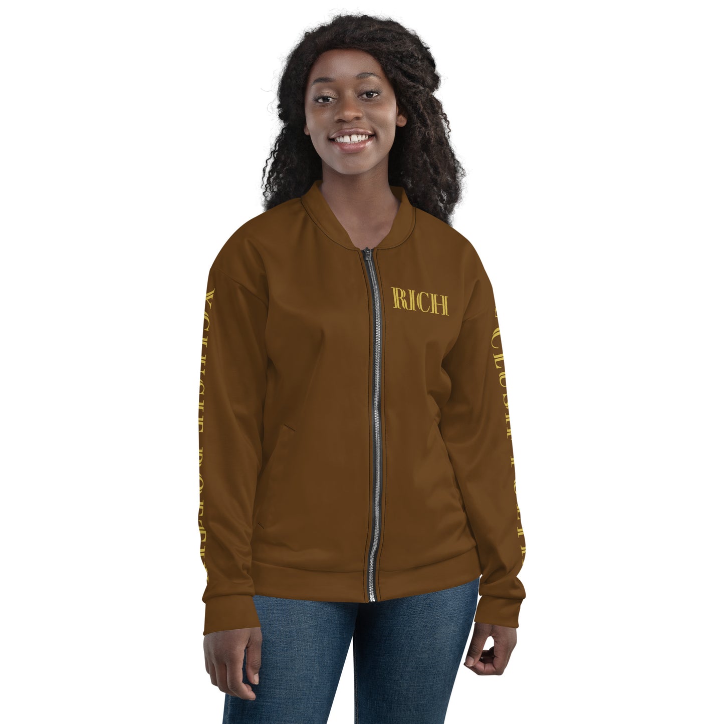 RICH BY XCLUSIF POETIX BROWN & GOLD Unisex Bomber Jacket