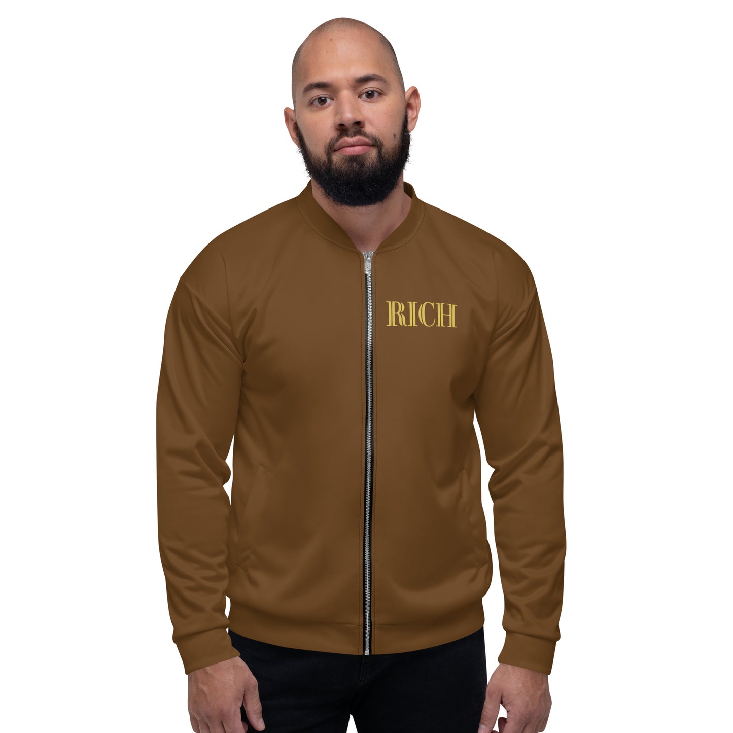 RICH BY XCLUSIF POETIX BROWN & GOLD Unisex Bomber Jacket