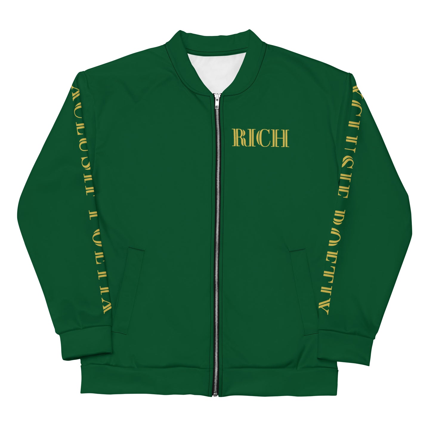 RICH BY XCLUSIF POETIX FOREST GREEN & GOLD Unisex Bomber Jacket