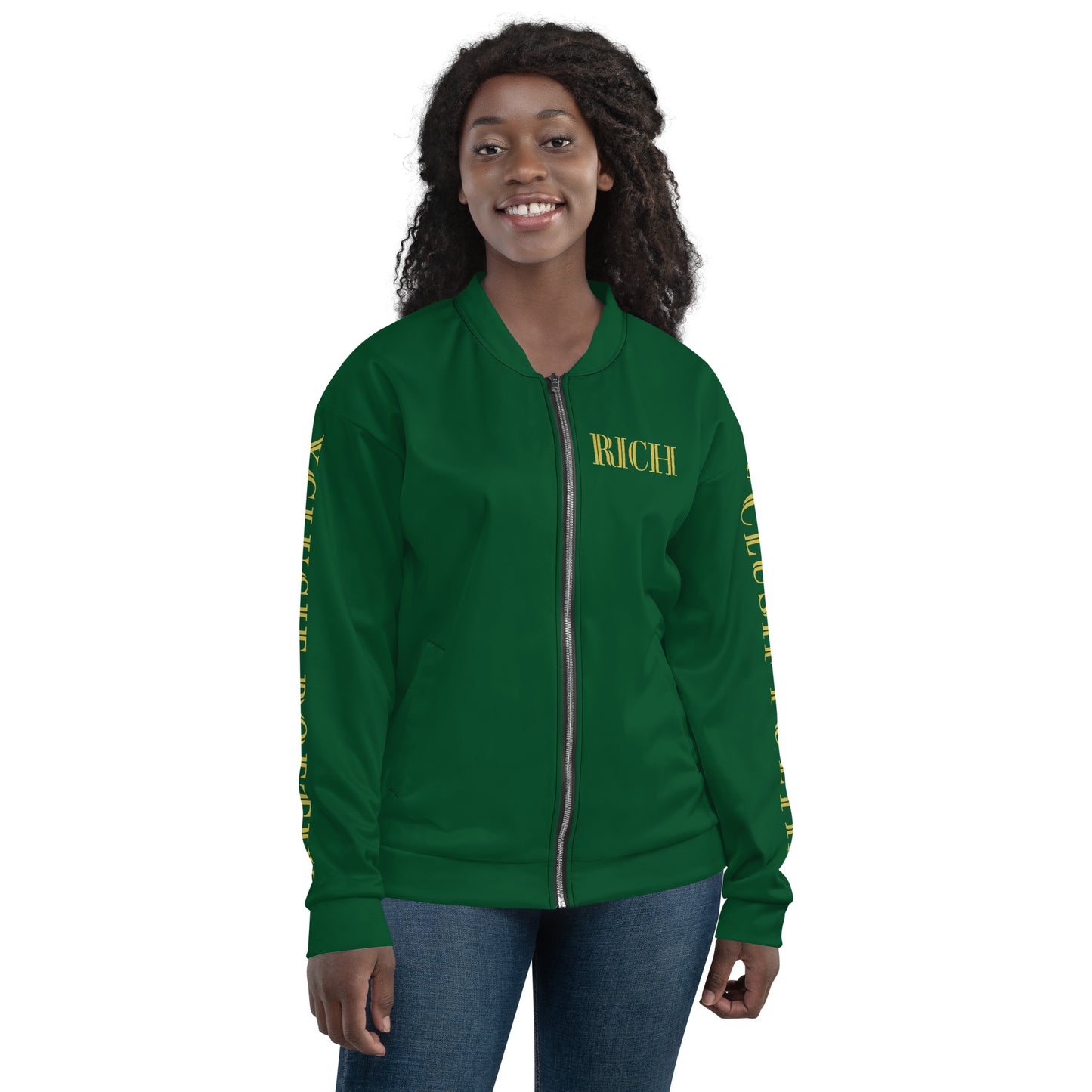 RICH BY XCLUSIF POETIX FOREST GREEN & GOLD Unisex Bomber Jacket