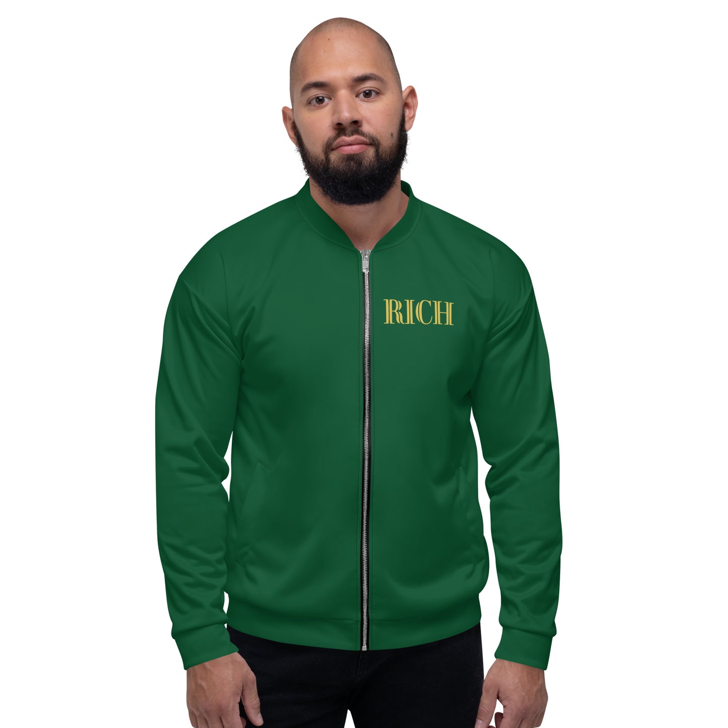 RICH BY XCLUSIF POETIX FOREST GREEN & GOLD Unisex Bomber Jacket