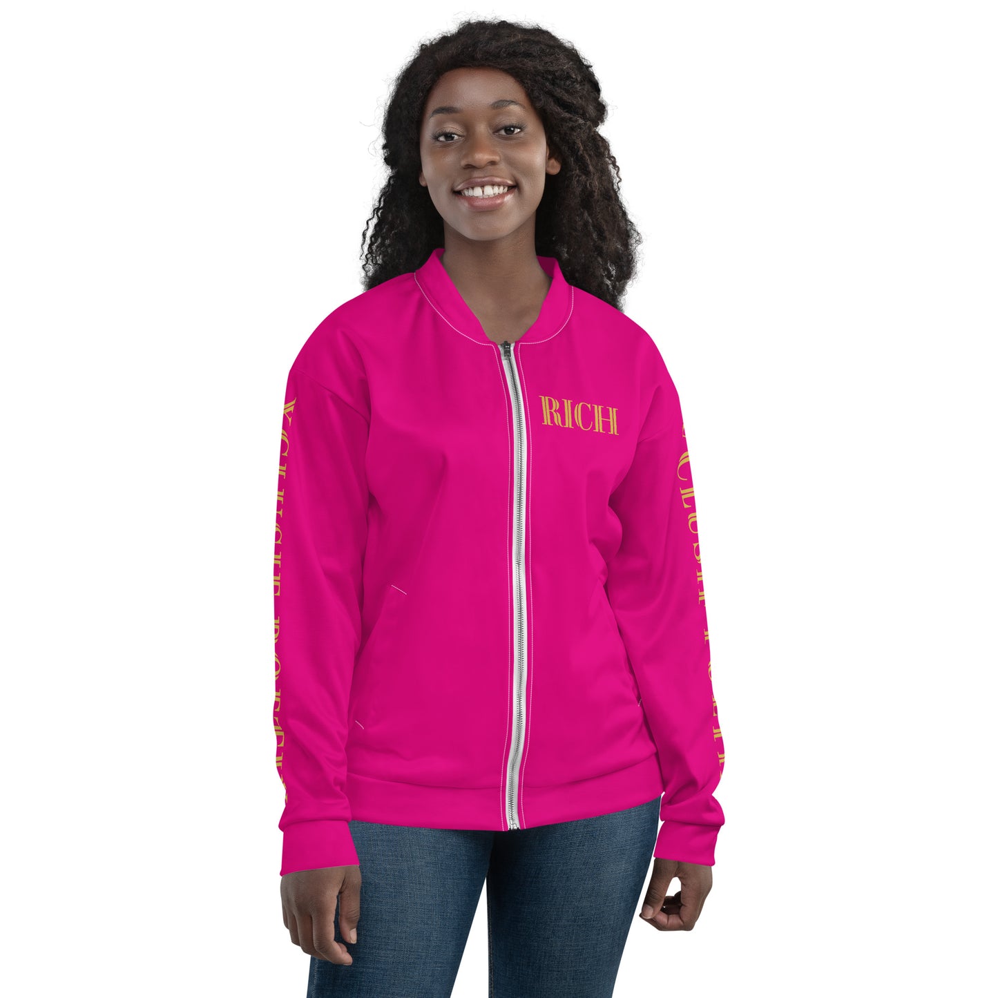 RICH BY XCLUSIF POETIX HOT PINK & GOLD Unisex Bomber Jacket