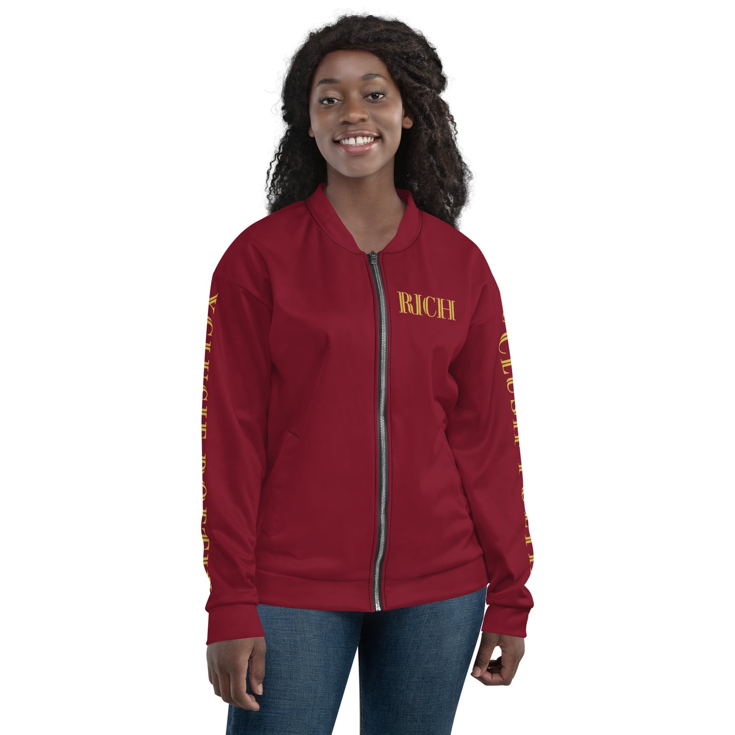 RICH BY XCLUSIF POETIX BURGUNDY & GOLD Unisex Bomber Jacket