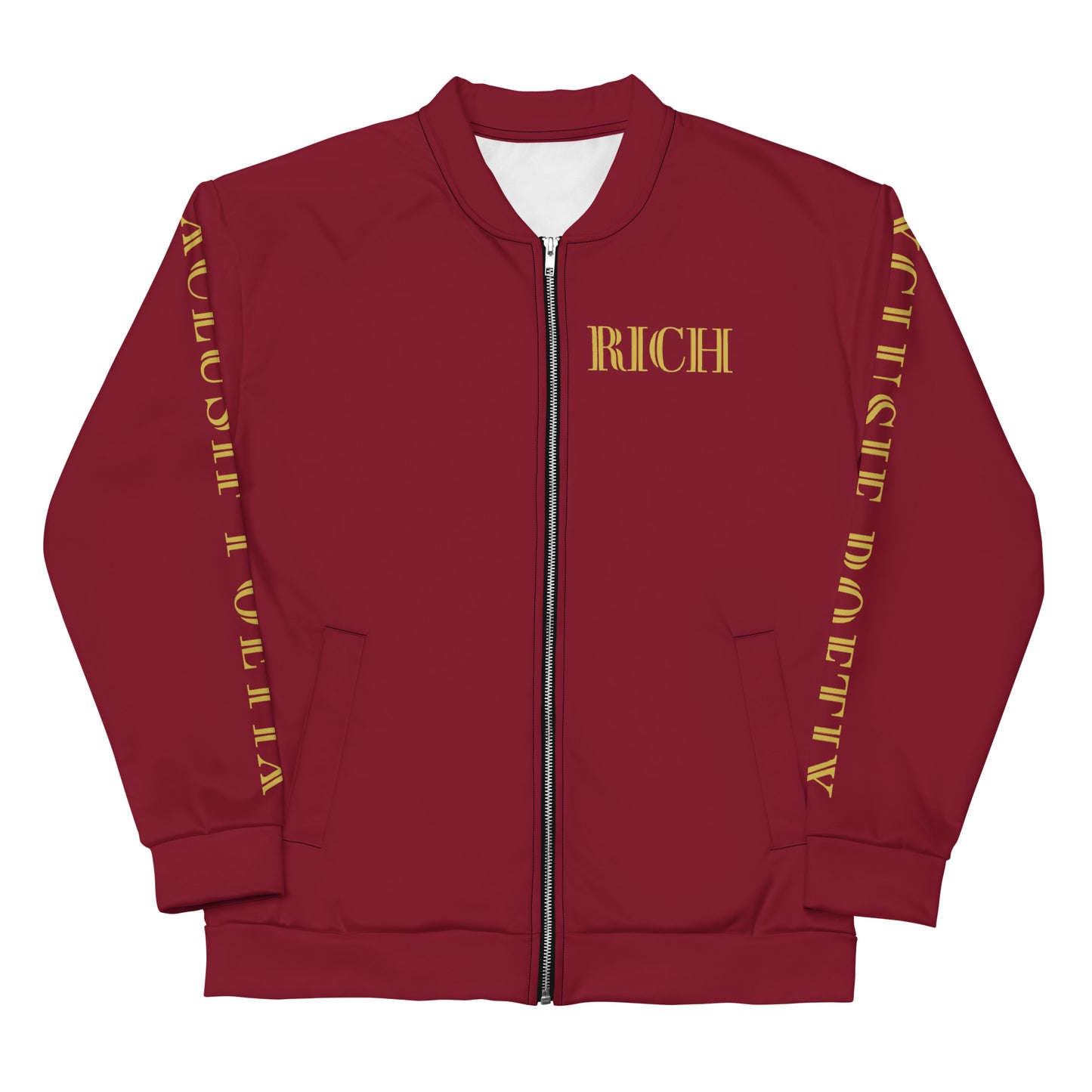 RICH BY XCLUSIF POETIX BURGUNDY & GOLD Unisex Bomber Jacket