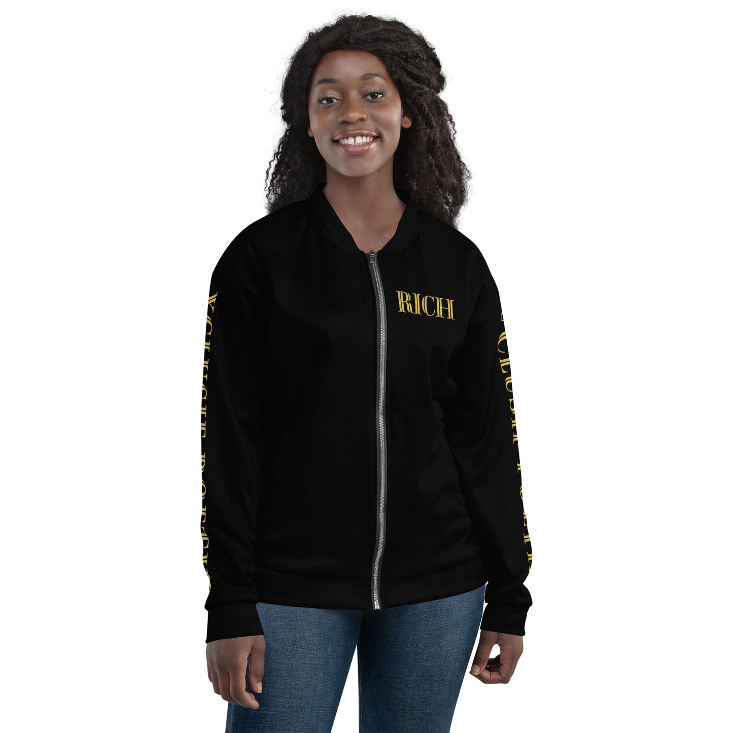 RICH BY XCLUSIF POETIX BLACK & GOLD Unisex Bomber Jacket