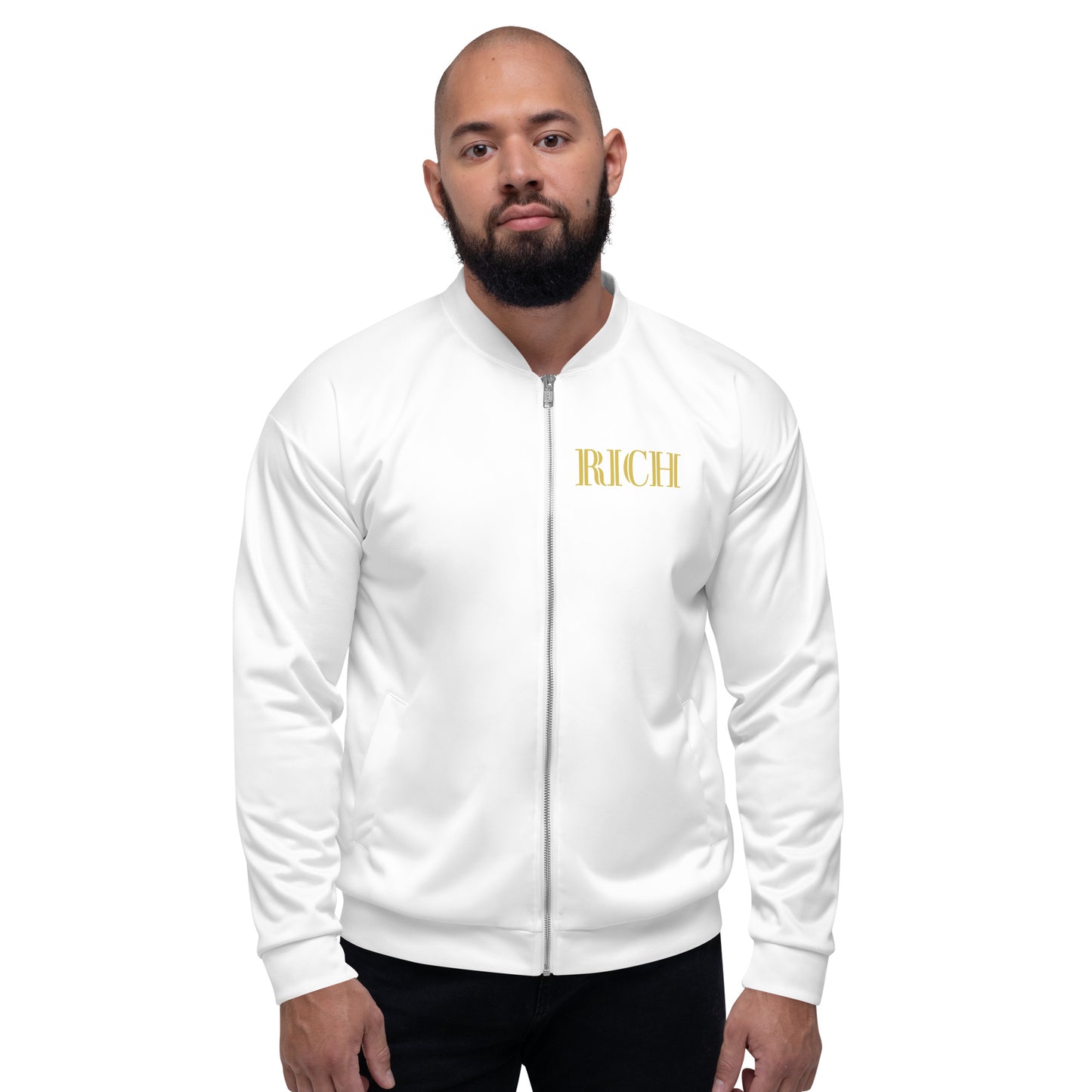 RICH BY XCLUSIF POETIX WHITE & GOLD Unisex Bomber Jacket