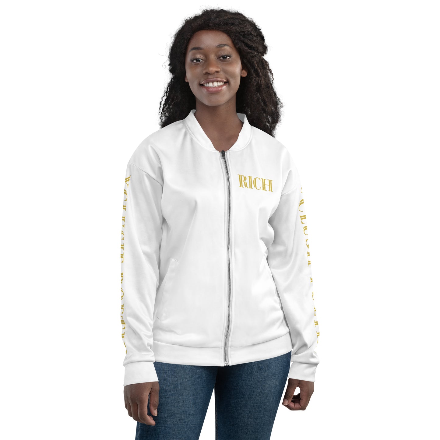 RICH BY XCLUSIF POETIX WHITE & GOLD Unisex Bomber Jacket