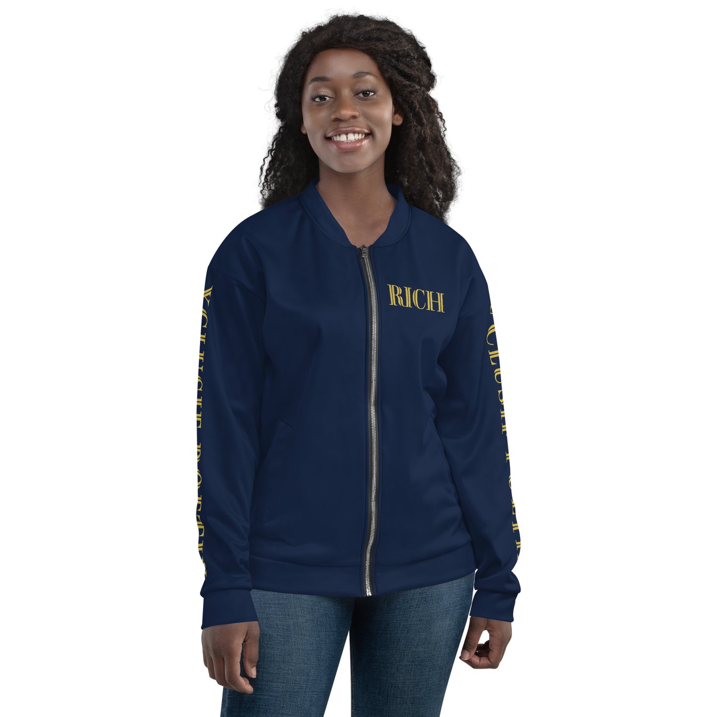 RICH BY XCLUSIF POETIX NAVY & GOLD Unisex Bomber Jacket