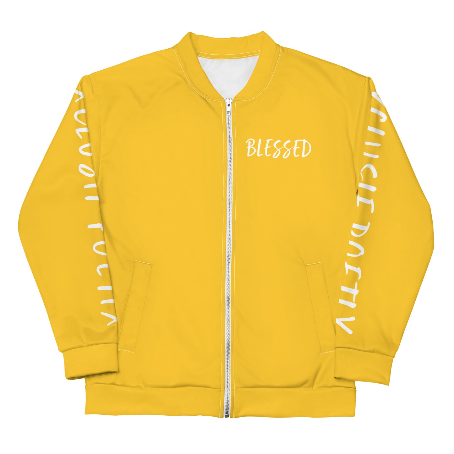 BLESSED BY XCLUSIF POETIX YELLOW & WHITE Unisex Bomber Jacket