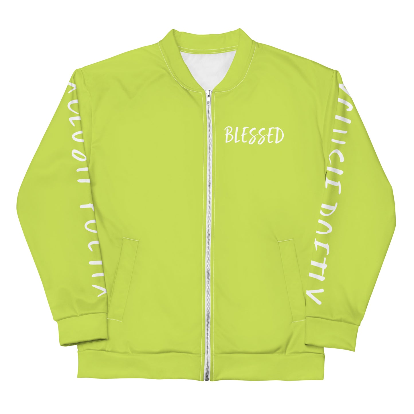 BLESSED BY XCLUSIF POETIX LIGHT GREEN & WHITE Unisex Bomber Jacket