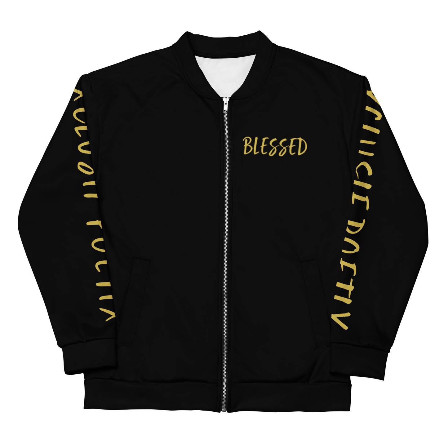 BLESSED BY XCLUSIF POETIX BLACK & GOLD Unisex Bomber Jacket