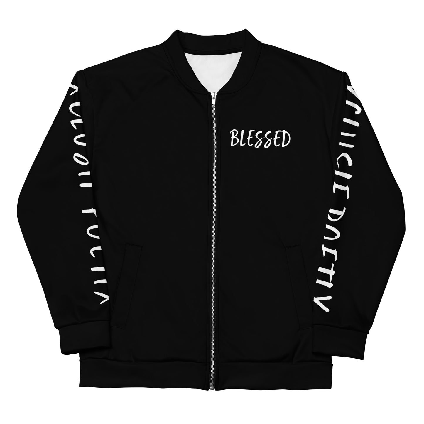 BLESSED BY XCLUSIF POETIX BLACK & WHITE Unisex Bomber Jacket