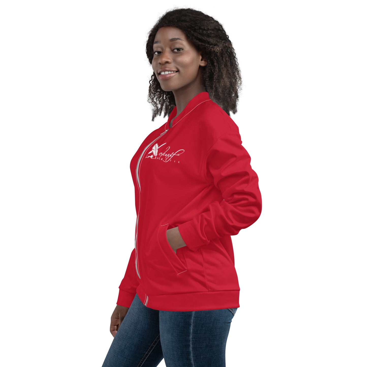 XCLUSIF POETIX RED & WHITE LOGO Unisex Bomber Jacket