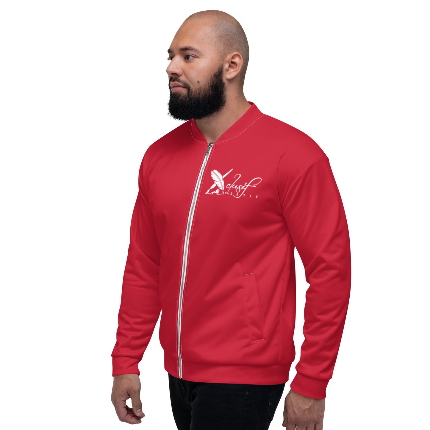 XCLUSIF POETIX RED & WHITE LOGO Unisex Bomber Jacket