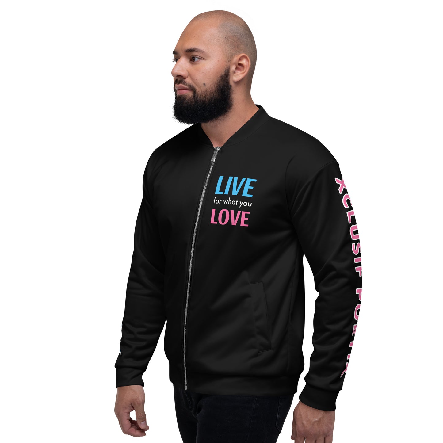 "LIVE FOR WHAT YOU LOVE" BY XCLUSIF POETIX Unisex Bomber Jacket