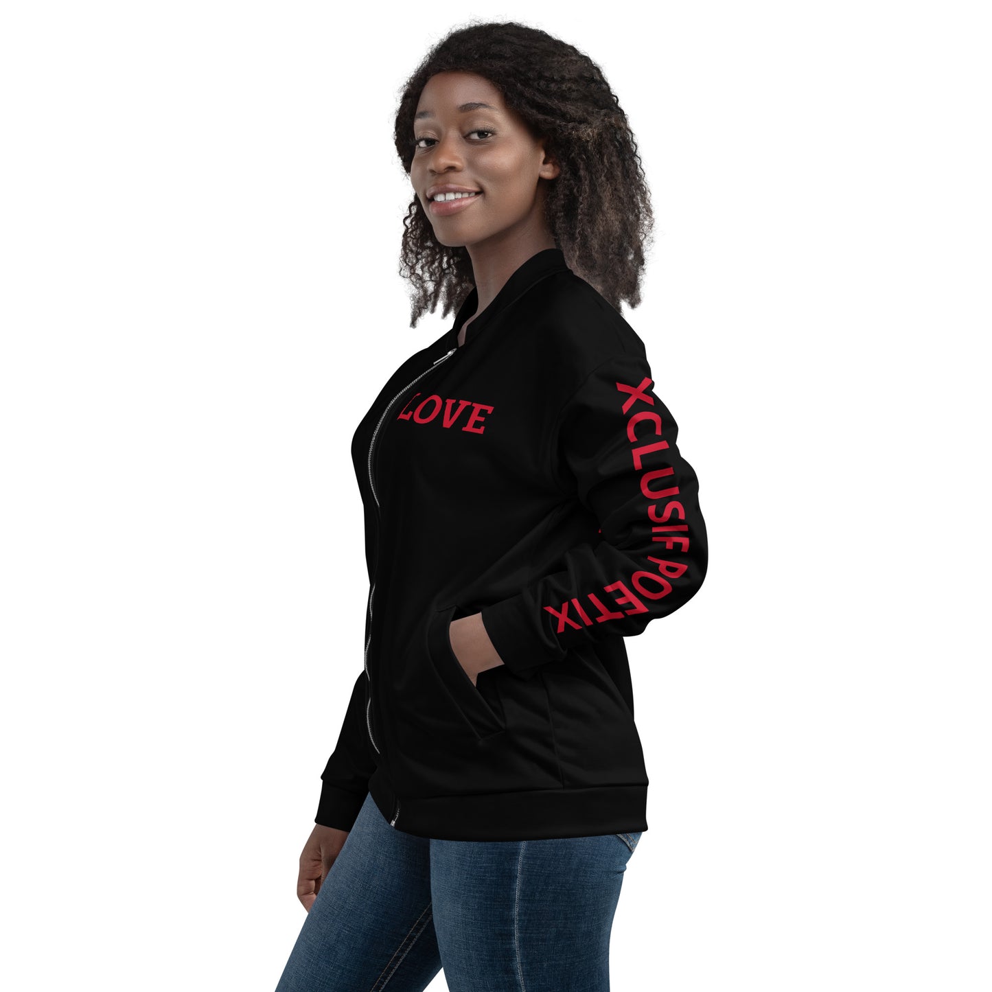 LOVE BY XCLUSIF POETIX BLACK & RED Unisex Bomber Jacket