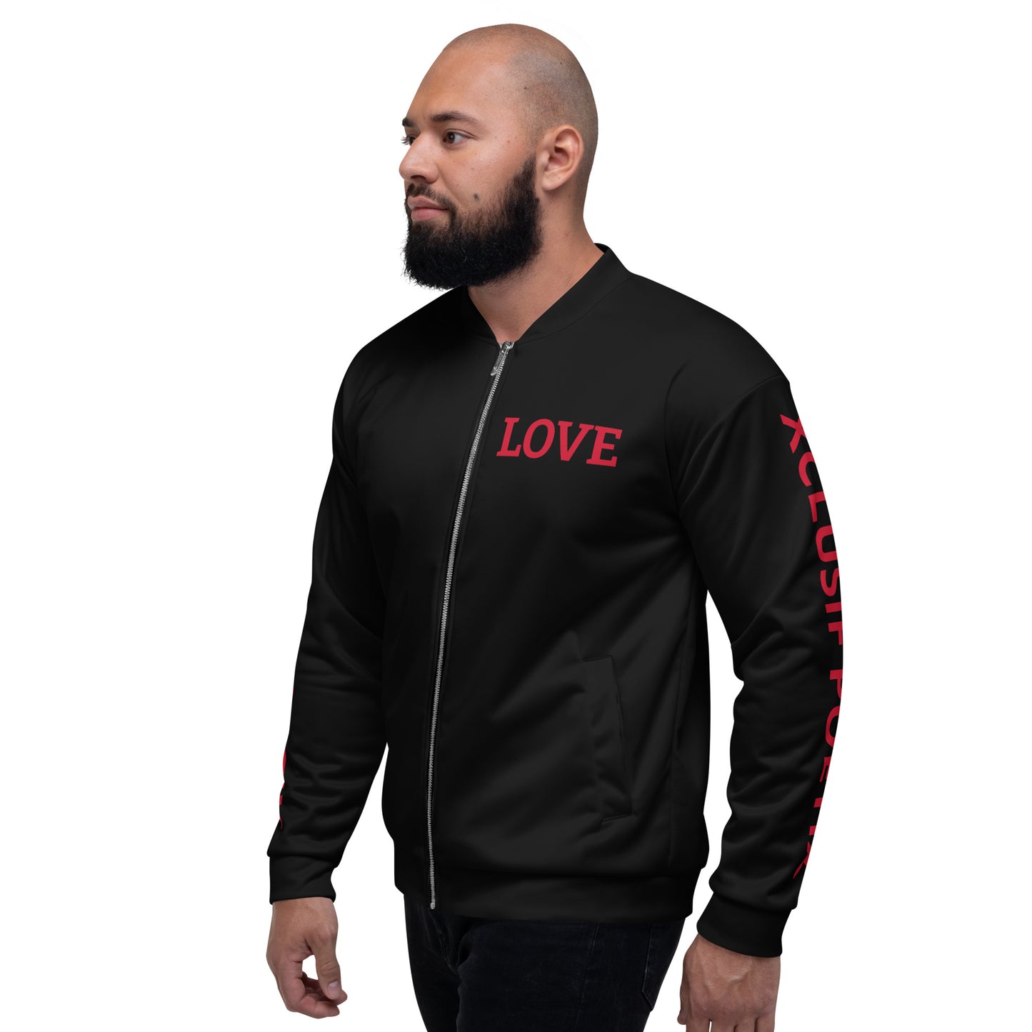 LOVE BY XCLUSIF POETIX BLACK & RED Unisex Bomber Jacket