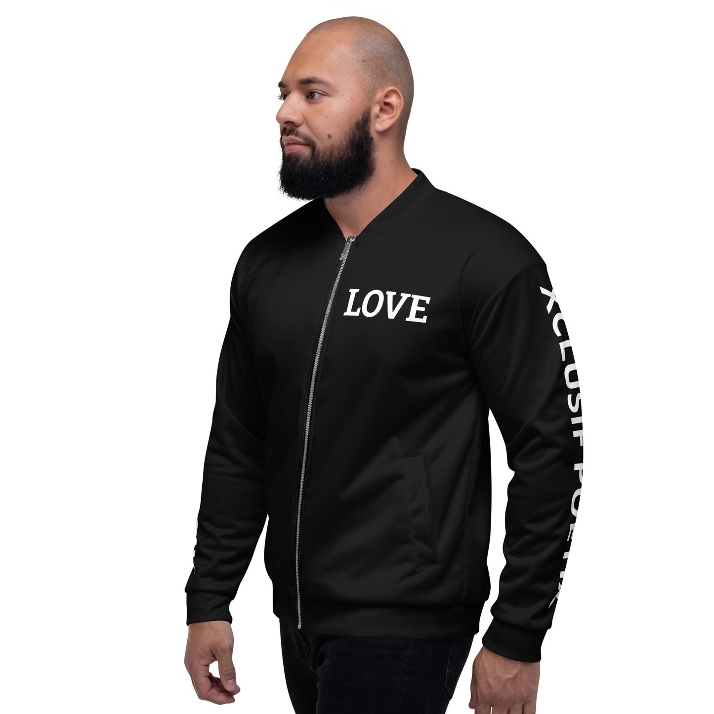 LOVE BY XCLUSIF POETIX BLACK & WHITE Unisex Bomber Jacket