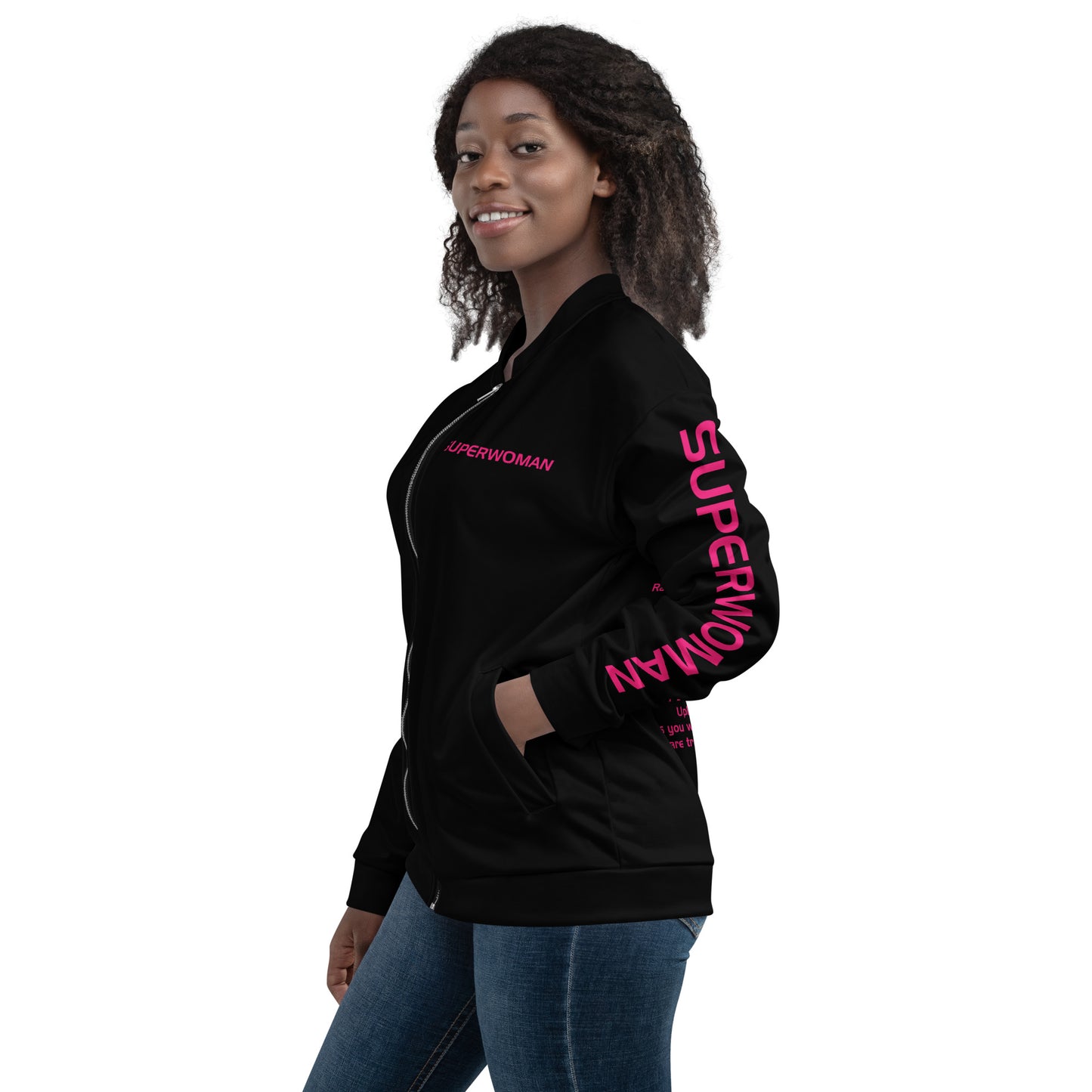 SUPERWOMAN BY XCLUSIF POETIX BLACK & PINK Unisex Bomber Jacket