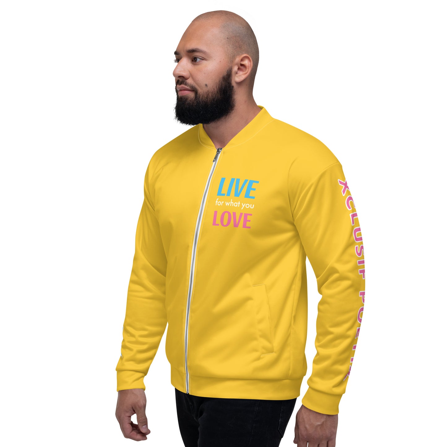 "LIVE FOR WHAT YOU LOVE" BY XCLUSIF POETIX YELLOW Unisex Bomber Jacket