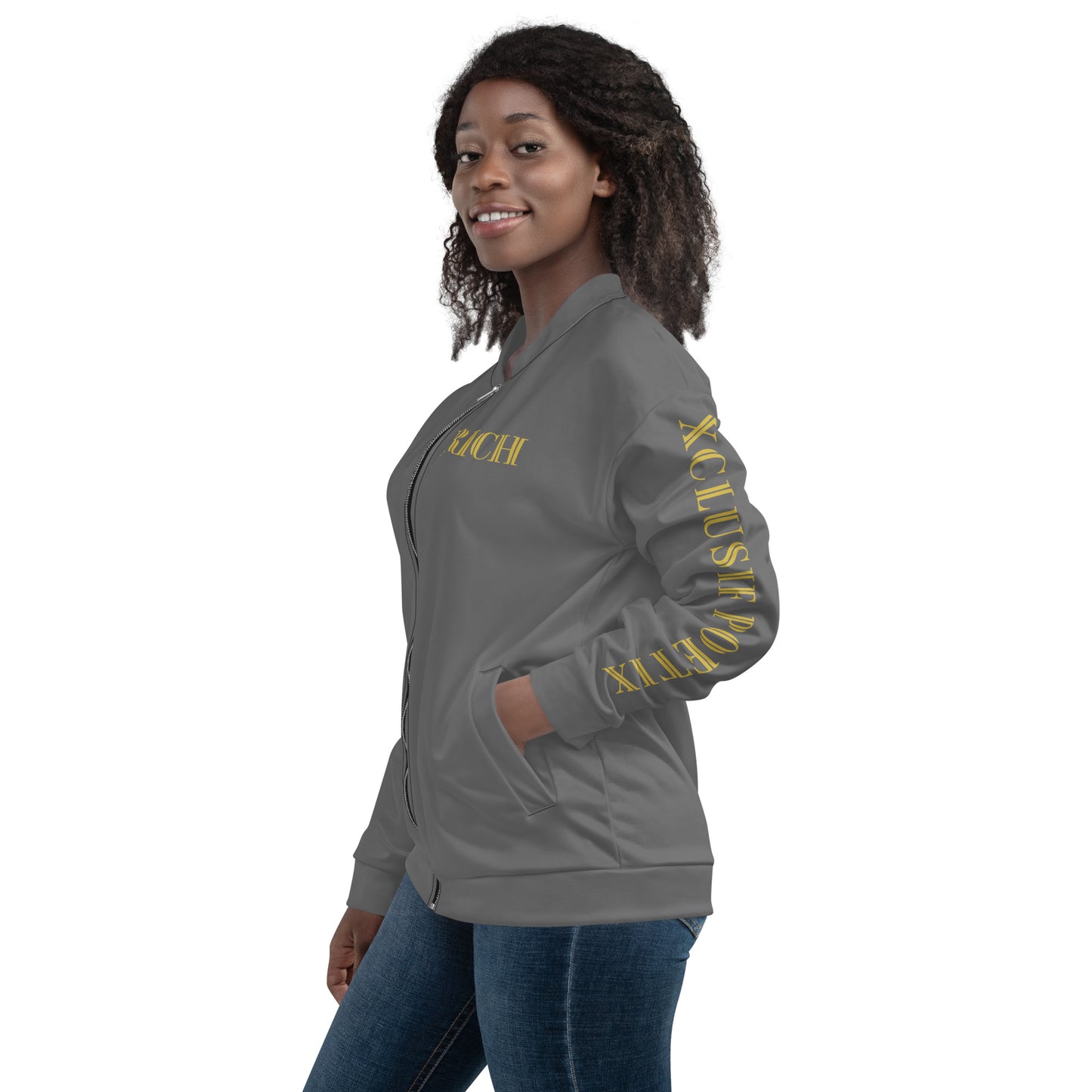 RICH BY XCLUSIF POETIX GREY & GOLD Unisex Bomber Jacket