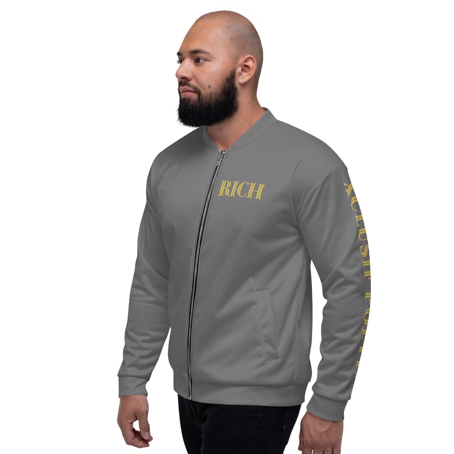 RICH BY XCLUSIF POETIX GREY & GOLD Unisex Bomber Jacket