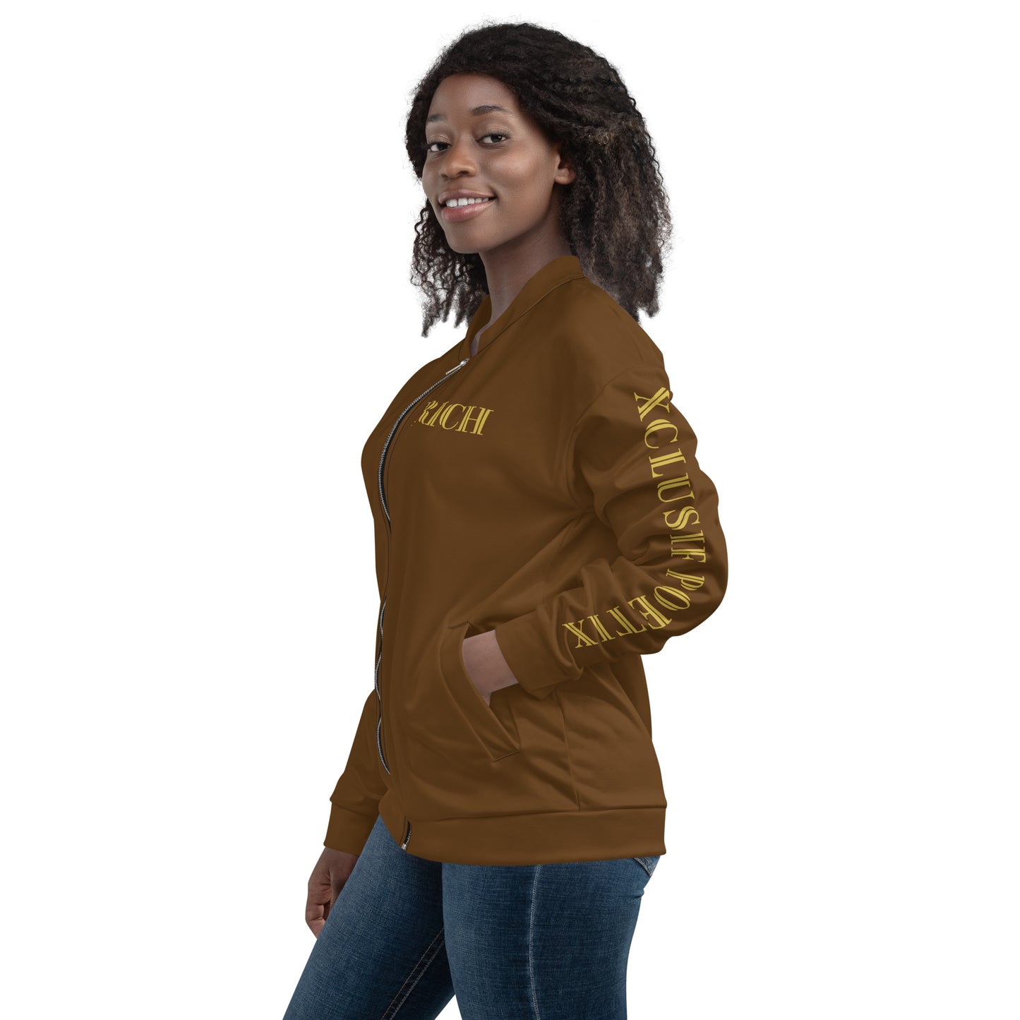 RICH BY XCLUSIF POETIX BROWN & GOLD Unisex Bomber Jacket