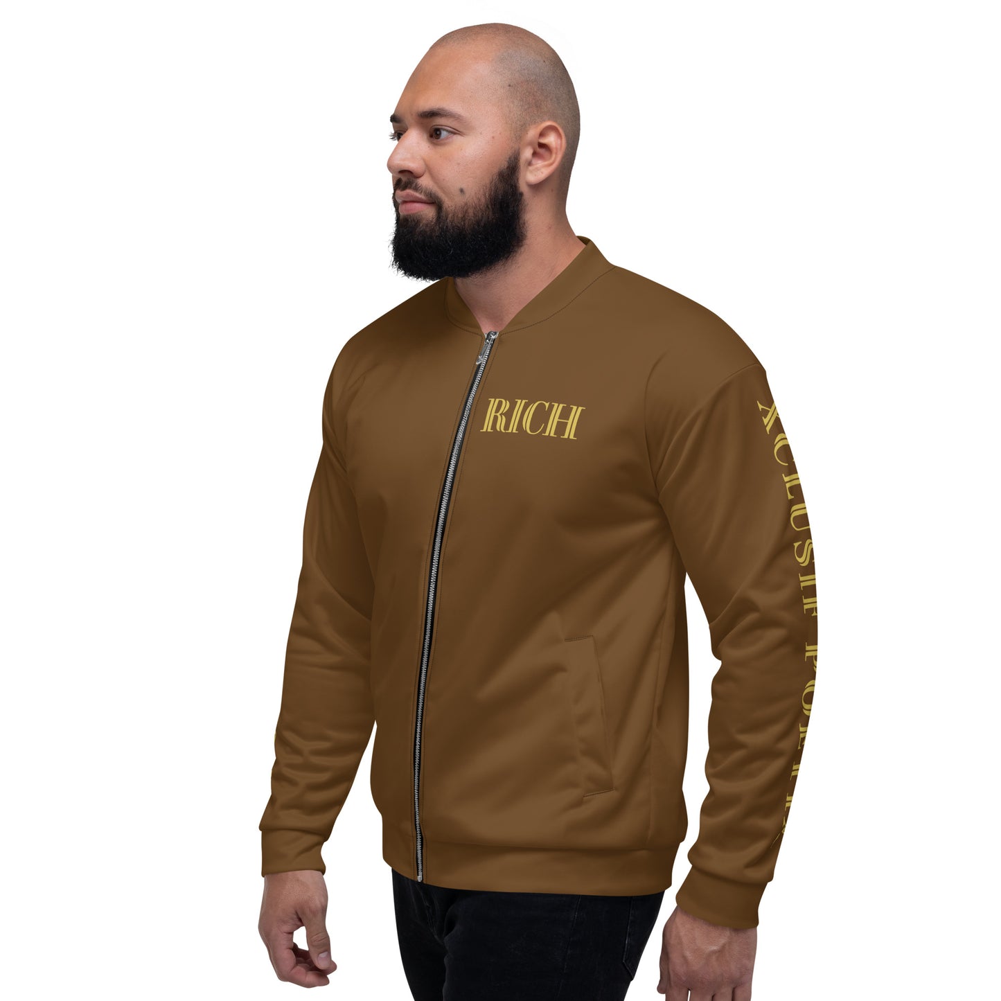 RICH BY XCLUSIF POETIX BROWN & GOLD Unisex Bomber Jacket