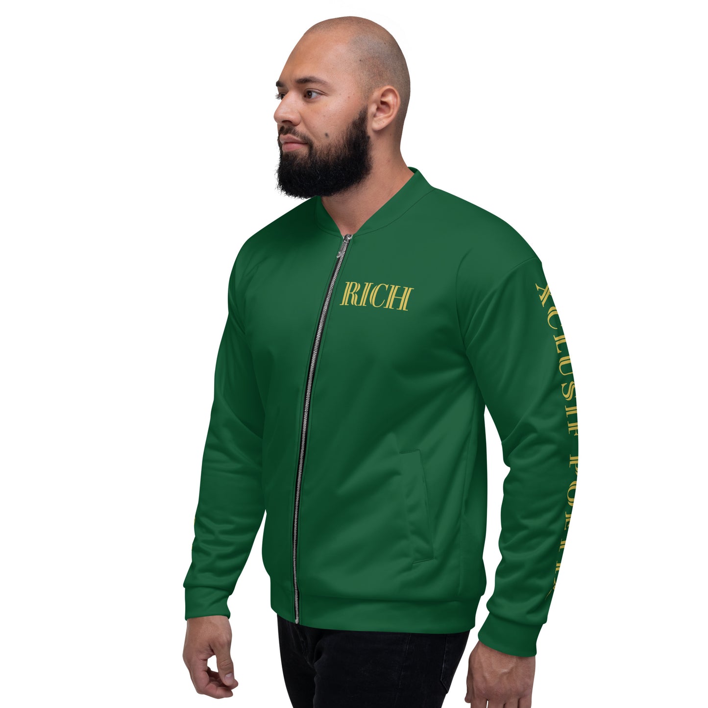 RICH BY XCLUSIF POETIX FOREST GREEN & GOLD Unisex Bomber Jacket