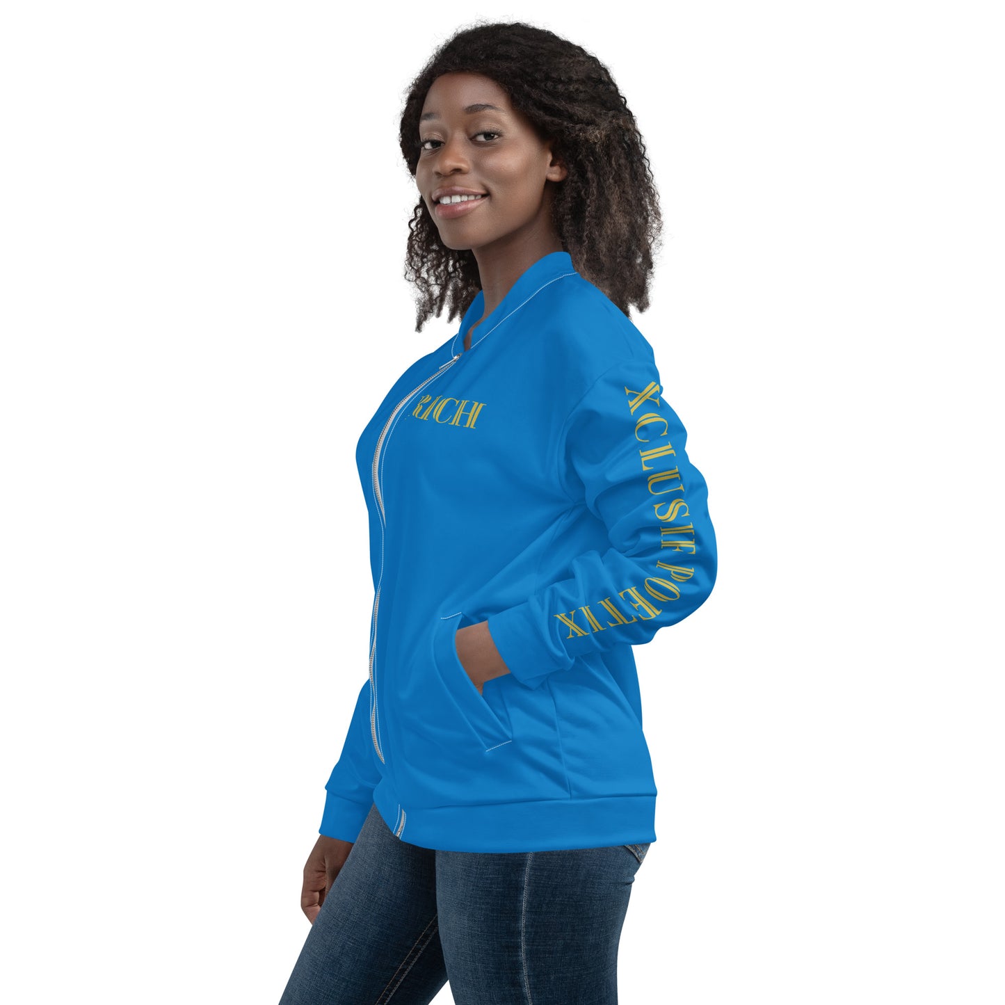 RICH BY XCLUSIF POETIX BLUE & GOLD Unisex Bomber Jacket