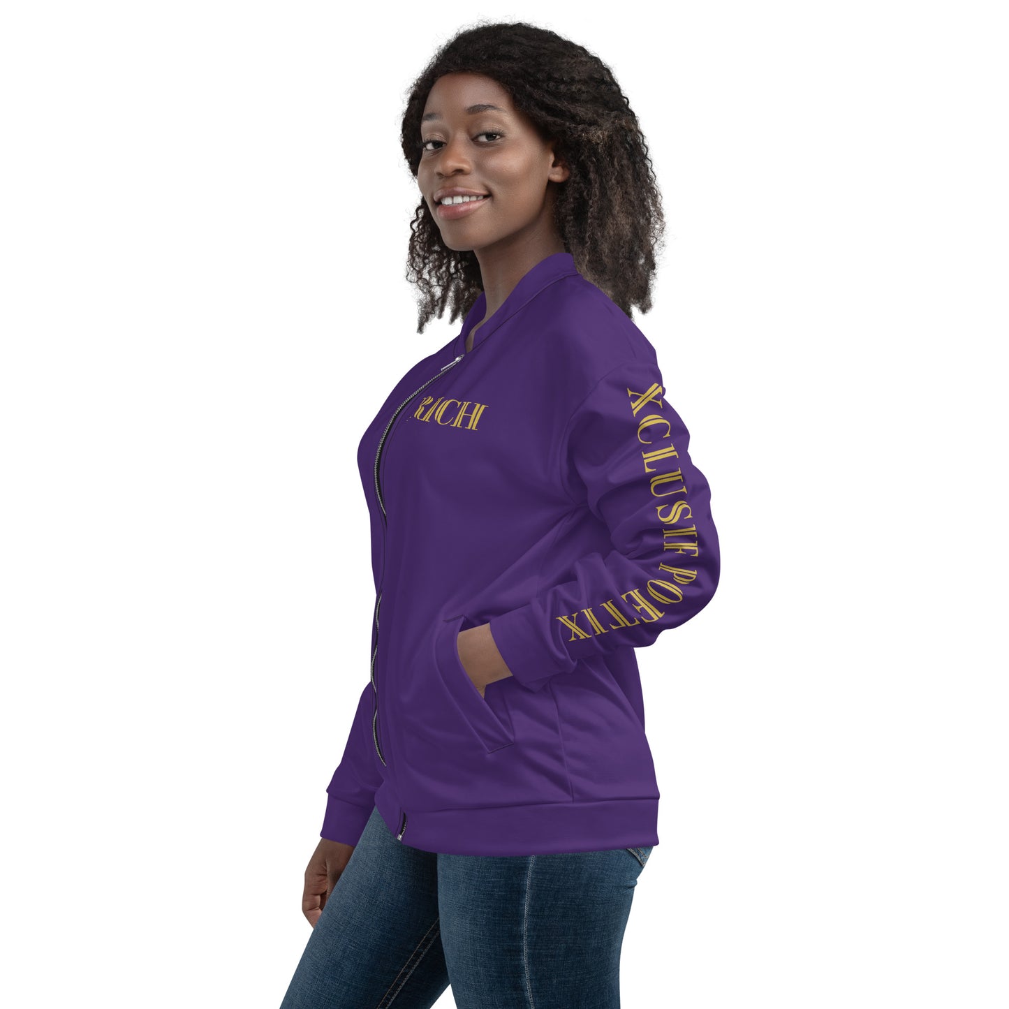 RICH BY XCLUSIF POETIX PURPLE & GOLD Unisex Bomber Jacket