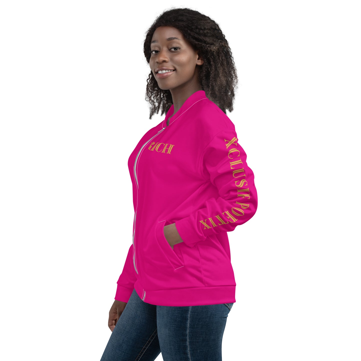 RICH BY XCLUSIF POETIX HOT PINK & GOLD Unisex Bomber Jacket