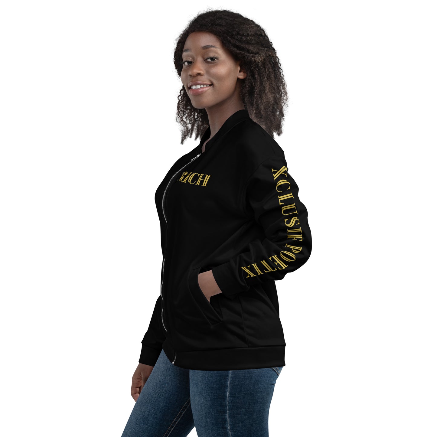 RICH BY XCLUSIF POETIX BLACK & GOLD Unisex Bomber Jacket