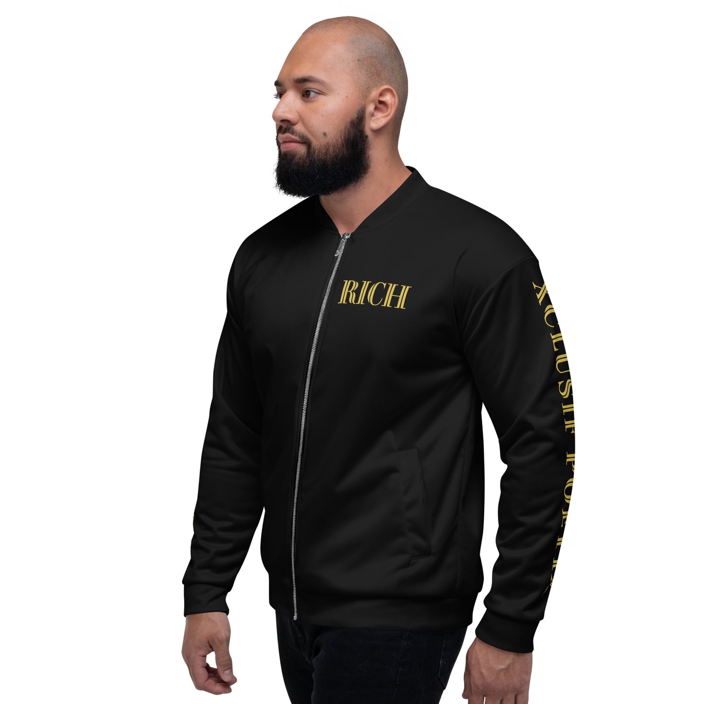 RICH BY XCLUSIF POETIX BLACK & GOLD Unisex Bomber Jacket