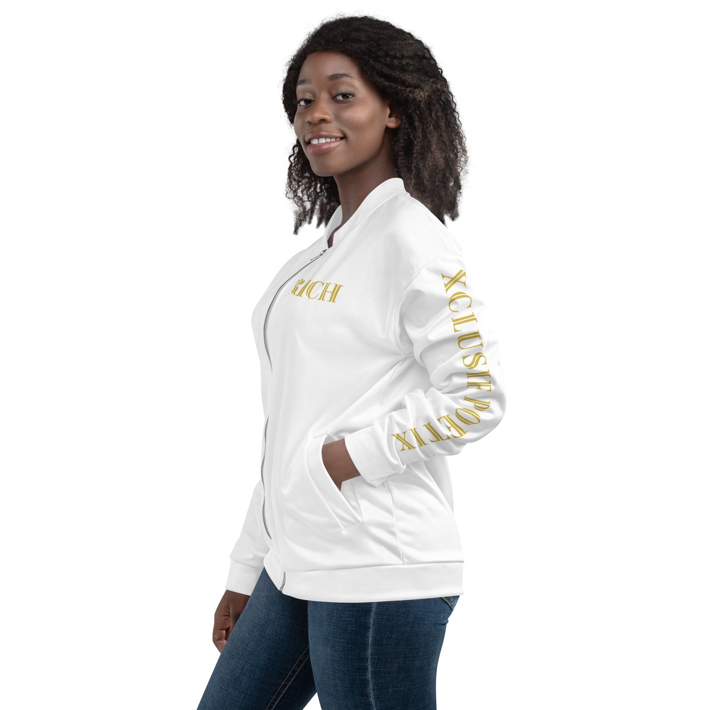 RICH BY XCLUSIF POETIX WHITE & GOLD Unisex Bomber Jacket