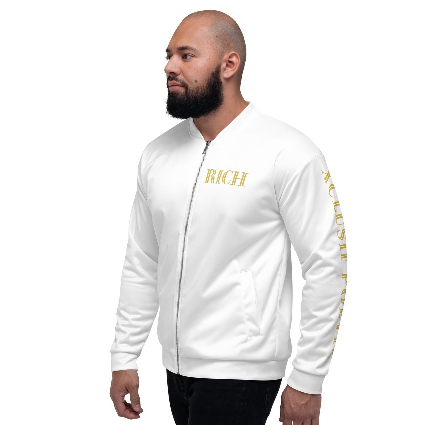 RICH BY XCLUSIF POETIX WHITE & GOLD Unisex Bomber Jacket